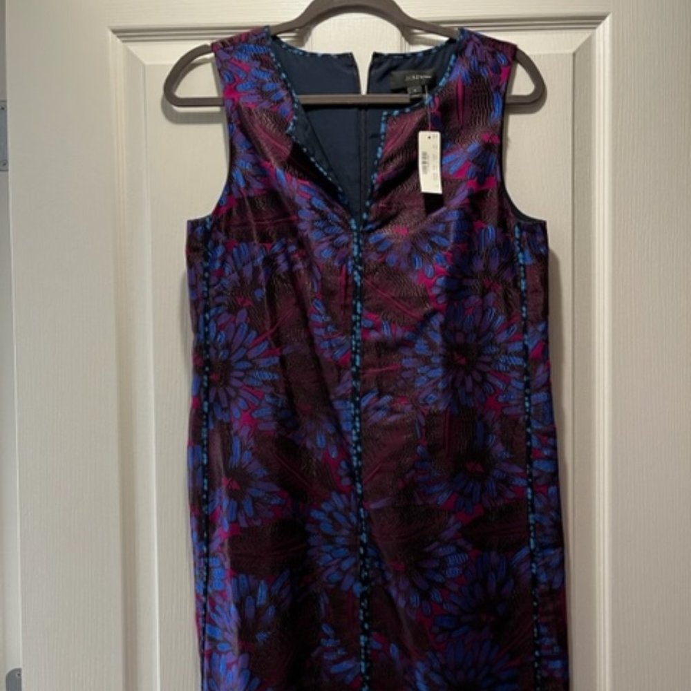 Jcrew Purple and Blue Jacquard Shift Dress